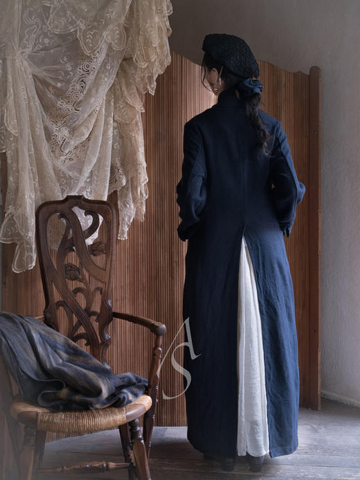 Daniela Gregis 墨蓝色羊毛缩绒骑士长外套 商品图5