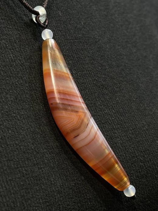 桃红缠丝玛瑙牛角型珠，顺丰包邮 商品图12