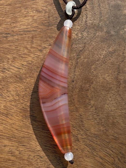 桃红缠丝玛瑙牛角型珠，顺丰包邮 商品图4