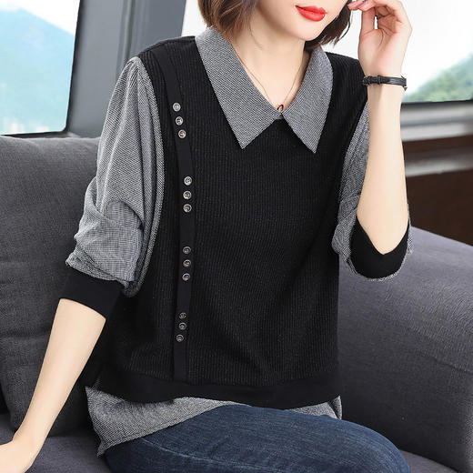 春秋假两件上衣女时尚洋气2025春款女装新款妈妈长袖t恤打底衫女 商品图2