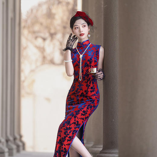 新中式改良复古风长款旗袍修身显瘦日常出片气质款NL762 商品图0