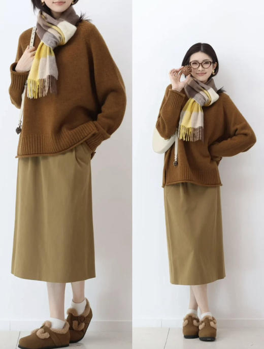 13-2渠道货 夯实重磅 马鞍肩+倒三角 小禾 合股羊绒 宽松箱式 针织套头衫 商品图3