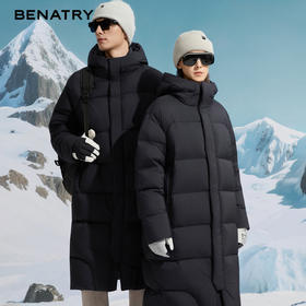 BENATRY贝纳川男女同款长款休闲保暖防风90绒立体裁剪羽绒服外套新款EGF405309402
