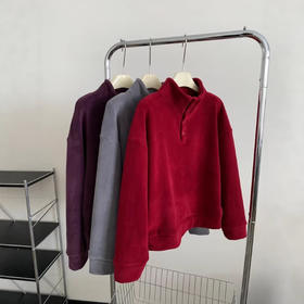 520g加绒加厚双面澳粒绒套头卫衣 冬季新年红立领保暖休闲上衣