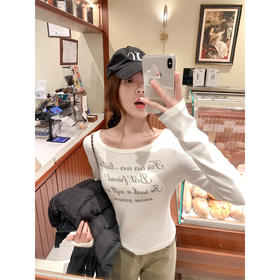 【110元任选2件】现货！韩系一字领长袖t恤