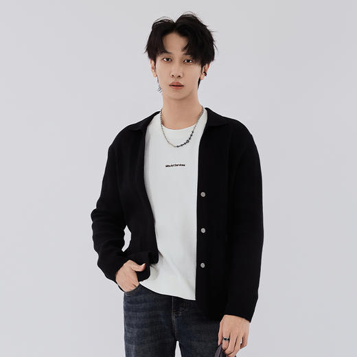 【新品上新】HX 春季翻领开胸毛衫S107610002101 商品图3