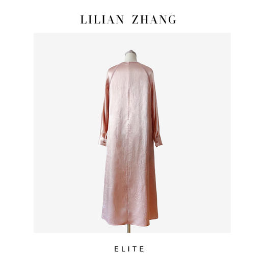 定制—静奢风—婉约雅韵—Oversize 缎面拼接织带长款连衣裙 2501085 商品图3
