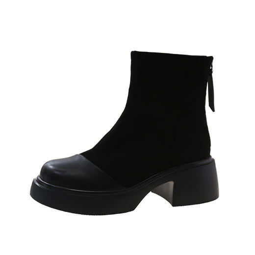 厚底粗跟马丁靴轻便低筒圆头弹力瘦瘦靴加绒短靴MB321-6 商品图4