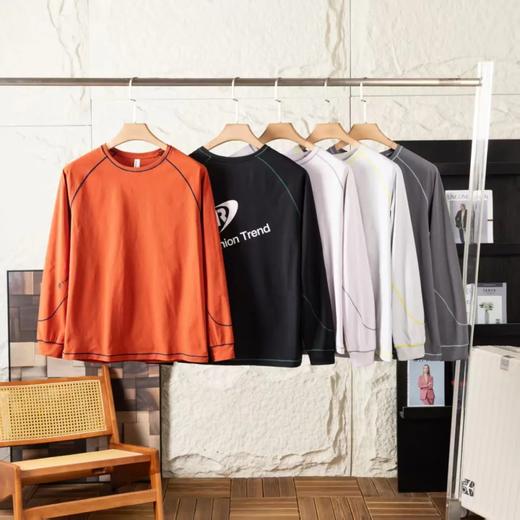 山系机能风潮T男女同款印花LOGO长袖T恤 商品图0