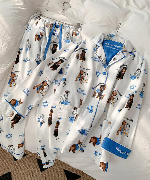 P.J.Sawage秋冬双面磨毛保暖睡衣套装女 轻柔棉质月子服家居服pjs 商品图8