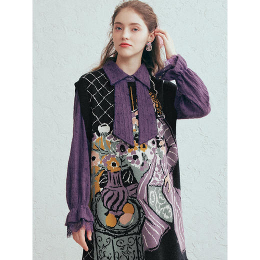 两三事 少女礼赞 2026春季新款复古人物图案无袖背心裙连衣裙 商品图2