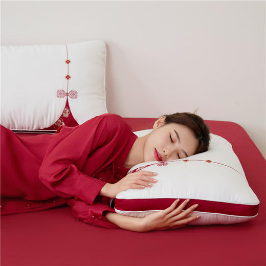 玫瑰同心婚庆枕 高端全棉莱赛尔天丝结婚枕芯 商品图12