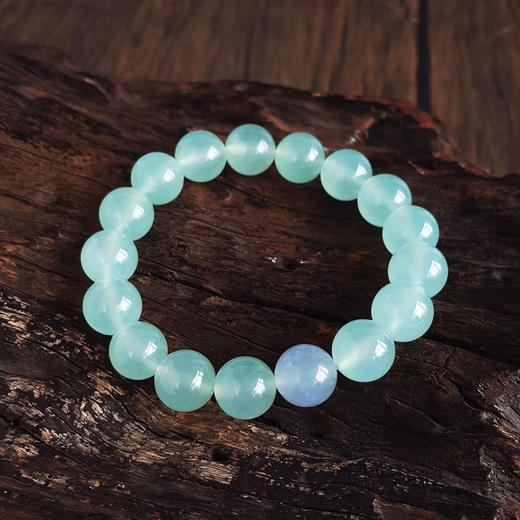 【天然正品】A货翡翠天然收藏级细腻无纹裂冰种春带彩晴水约10.8MM翡翠圆珠手串301225NJM17 商品图4