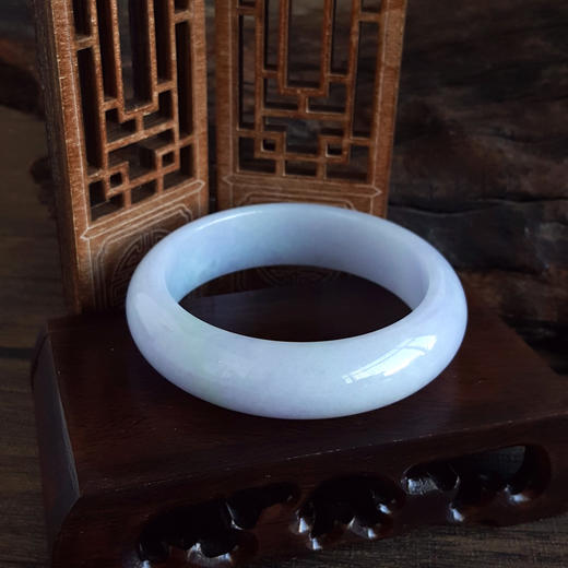 【天然正品】天然正桩细腻糯种春带彩紫罗兰飘绿57.5号翡翠手镯231225AK46 商品图4