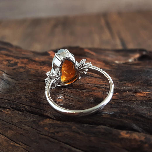 【天然正品】A货翡翠AU750收藏级白金镶钻镶天然细腻白色高冰种葫芦（福禄平安）翡翠戒指13.9*11.1MM(皆取最大值)18号（戒圈可改）301225NJM24 商品图7