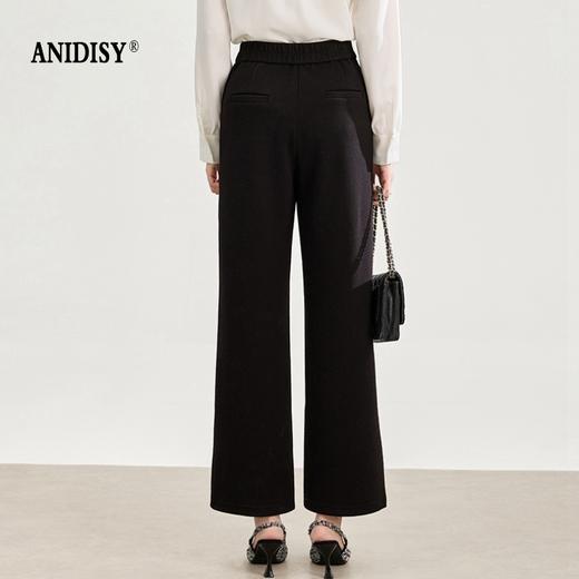 柔挺弹力高腰拉链后松紧腰鱼骨线休闲直筒裤 商品图1