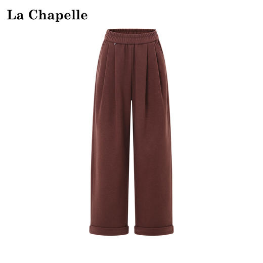 天猫同步【垂感毛呢裤】拉夏贝尔/La Chapelle松紧腰压褶卷边休闲裤女厚实有型垂坠感绵羊毛长裤新款 商品图1