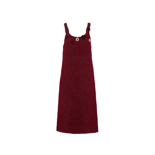 两三事 微茸蔷薇 2026春季新款立体手钩花吊带裙毛织连衣裙 商品图4