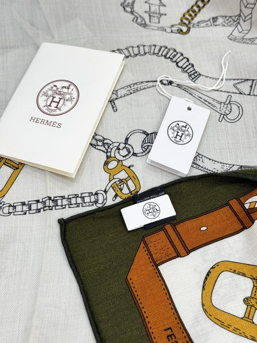 秋冬特惠💰420 爱马仕围巾 羊绒新款 买了都说好看 推荐 爱马仕双面同色羊绒方巾 商品图7