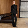 IWY/老钱风黑色毛呢西装套装女高级感阔腿裤两件套气质职业装CP2579 商品缩略图0