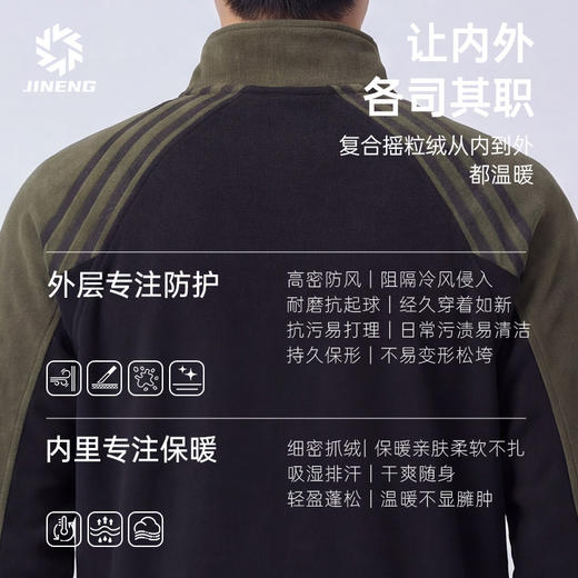 【积能】户外保暖抓绒衣外套男款立领撞色秋冬新款运动绒衣开衫男装 商品图1