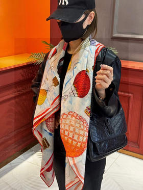 秋冬特惠💰420 LV围巾【双面同色】Lv140cm丝绒方巾《热气球》本款方巾全新加入 and Away 系列