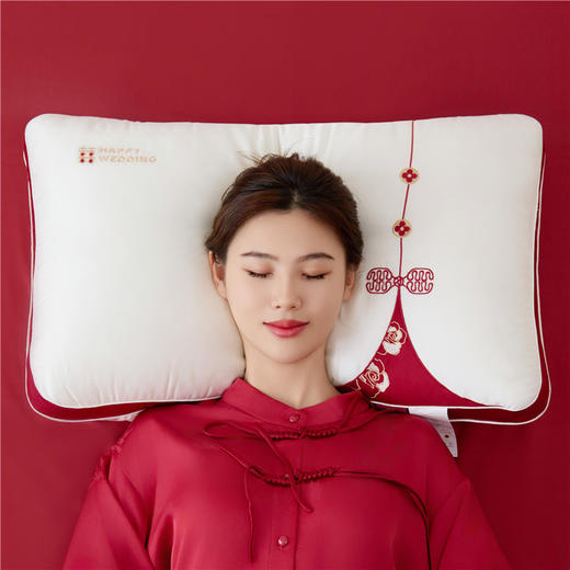 玫瑰同心婚庆枕 高端全棉莱赛尔天丝结婚枕芯 商品图11