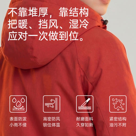 【新年限定】积能秋冬新款运动户外保暖防风防泼水连帽男女同款棉服 商品图2