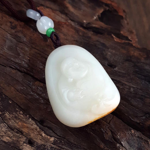 【天然正品】天然收藏级新疆籽料独籽细腻一级白油润度佳佛公和田玉吊坠项链 46.1*35.6*14.8MM(皆取最大值)301225NJM25 商品图4
