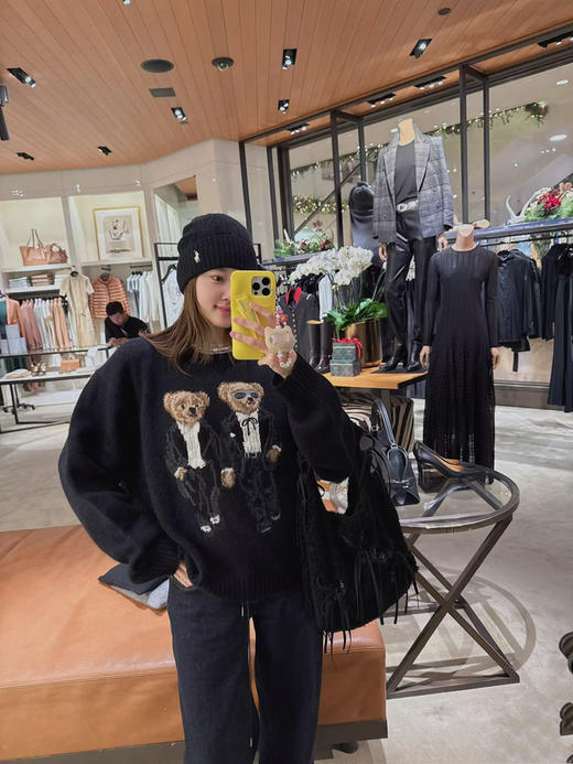 11-6 绿色黑色少量几件 RL羊毛羊驼毛混纺 特工小熊cp🐻双熊 圆领套头衫 自留L 商品图0