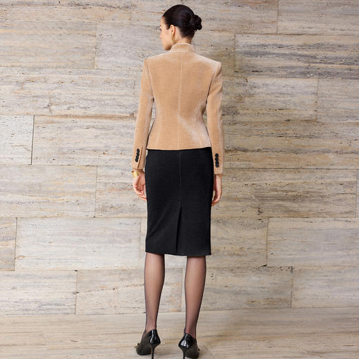 IWY/气质职业套裙女秋冬修身立领两件套裙高级感雪尼尔丝绒正装通勤装C2580+S2515 商品图4