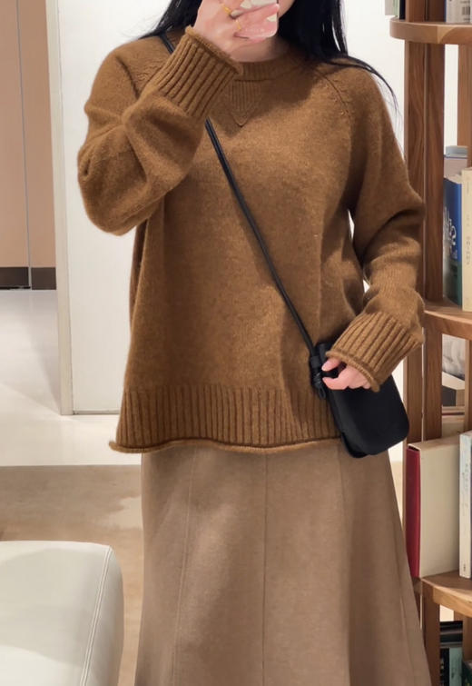 13-2渠道货 夯实重磅 马鞍肩+倒三角 小禾 合股羊绒 宽松箱式 针织套头衫 商品图2