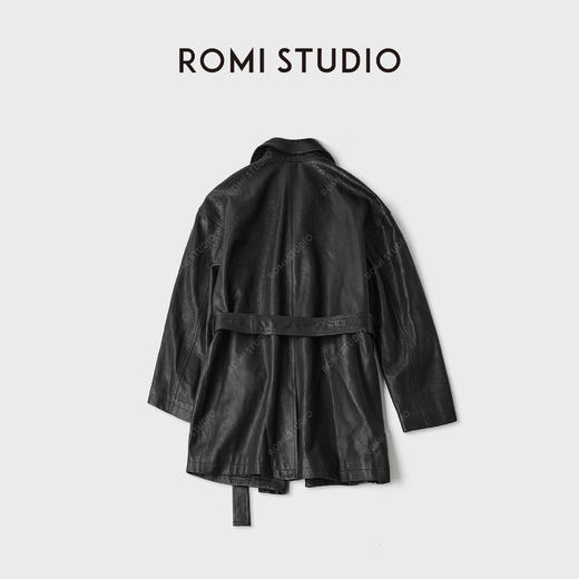 ROMI STUDIO“酷飒姿意”新西兰起泡肌理羊皮腰带皮风衣RWCAWG4874 商品图1