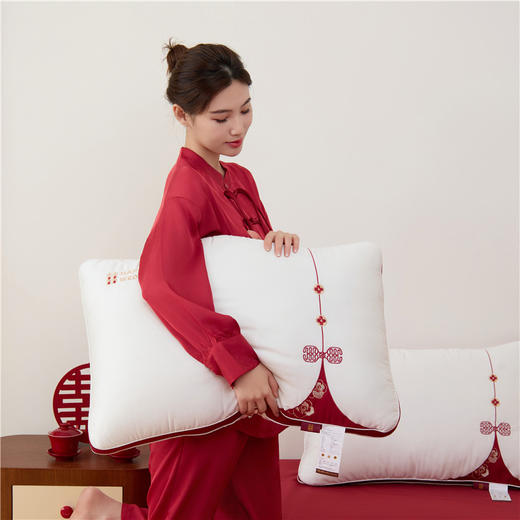 玫瑰同心婚庆枕 高端全棉莱赛尔天丝结婚枕芯 商品图10