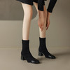 【预售5天】秋冬新款拼接方头粗跟短靴女高跟弹力瘦瘦靴YS&5955 商品缩略图2