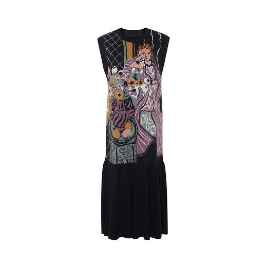 两三事 少女礼赞 2026春季新款复古人物图案无袖背心裙连衣裙 商品图4