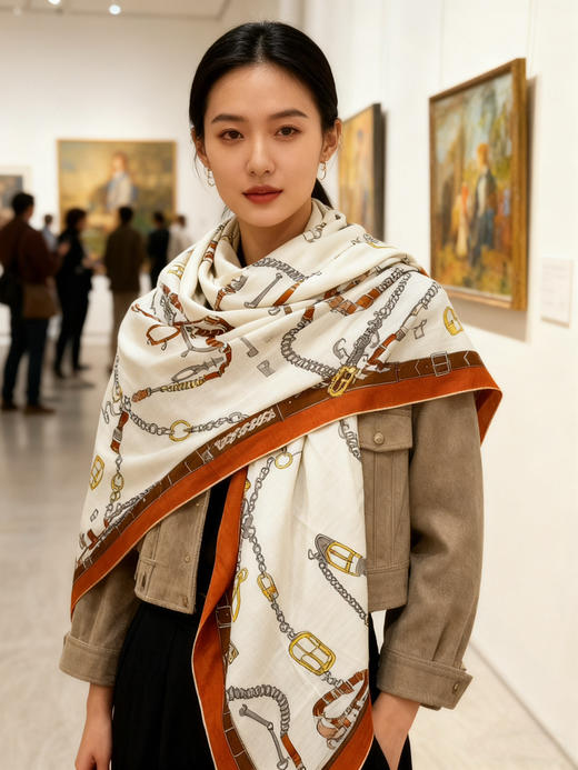 秋冬特惠💰420 爱马仕围巾 羊绒新款 买了都说好看 推荐 爱马仕双面同色羊绒方巾 商品图0