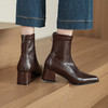 【预售5天】瘦瘦靴女粗跟百搭通勤及踝靴新款秋冬方头高跟短靴MLJ&C187 商品缩略图1