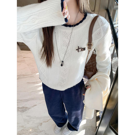 <曾小咸推荐>现货秒杀 ！微信超特价！韩系撞色边针织衫 日常189.99 立减100 秒杀89.99！！ 商品图1