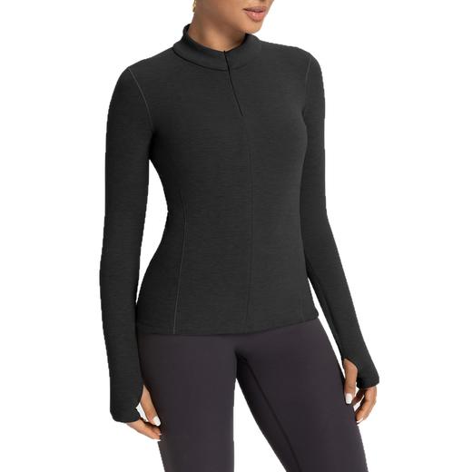 跃牌【倚窗听雨】新款羊毛裸感显瘦加绒保暖打底衫运动健身半拉链长袖上衣CX151 商品图3