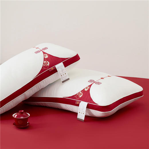 玫瑰同心婚庆枕 高端全棉莱赛尔天丝结婚枕芯 商品图3