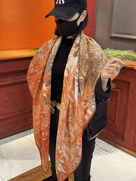 秋冬特惠💰420 爱马仕围巾 秋冬抢先 上新【双面同色丝毛方巾】手工卷边山羊绒和真丝混纺披肩