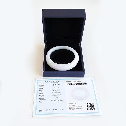 【天然正品】天然正桩细腻糯种春带彩紫罗兰飘绿57.5号翡翠手镯231225AK46 商品图1