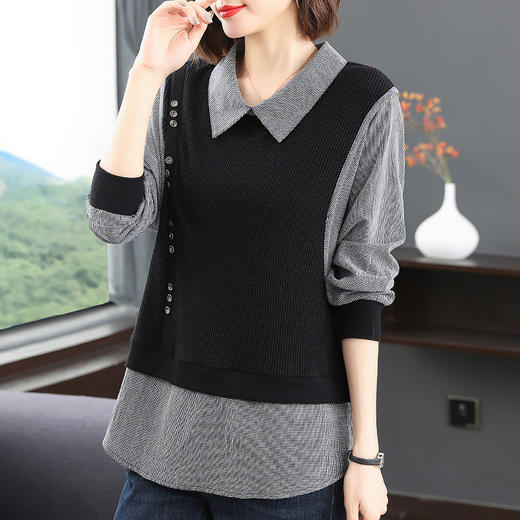 春秋假两件上衣女时尚洋气2025春款女装新款妈妈长袖t恤打底衫女 商品图4