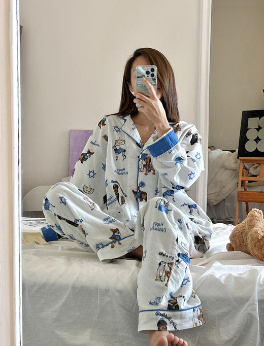 P.J.Sawage秋冬双面磨毛保暖睡衣套装女 轻柔棉质月子服家居服pjs 商品图3