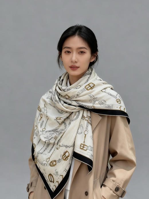 秋冬特惠💰420 爱马仕围巾 羊绒新款 买了都说好看 推荐 爱马仕双面同色羊绒方巾 商品图1