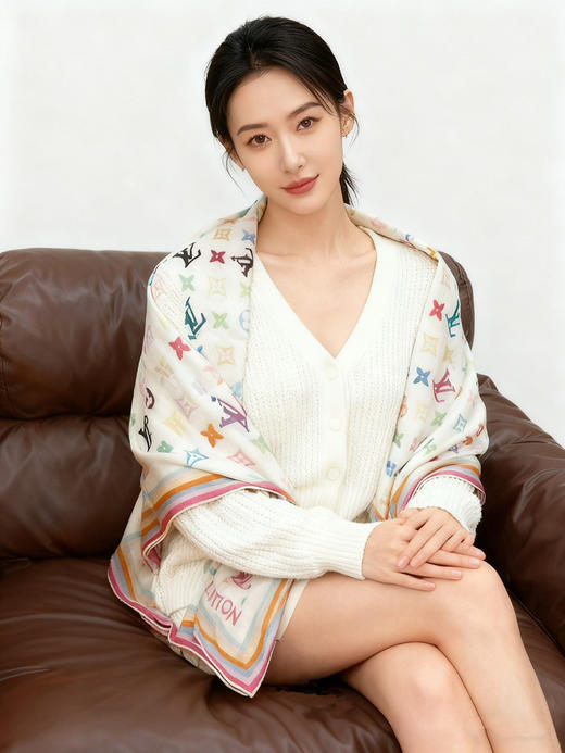 秋冬特惠💰420 LV围巾 LV x TM 披肩【丝绒双面同色披肩】 商品图0