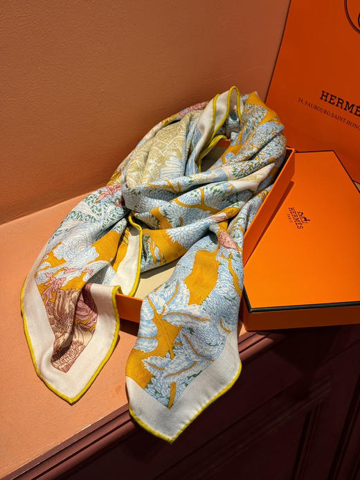 秋冬特惠💰420 爱马仕围巾 秋冬搭配利器 双面同色 版真丝羊绒披肩！ 商品图6