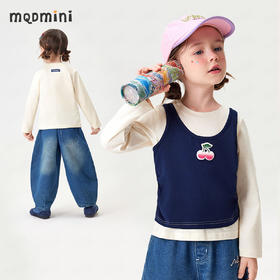 【10A抑菌】【90-140】【MQDmini】女童春秋假两件长袖T恤收腰打底衫