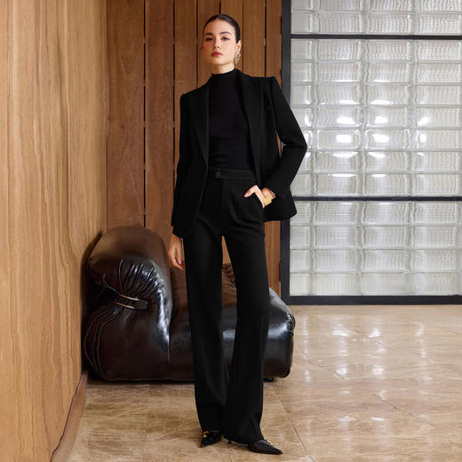 IWY/老钱风黑色毛呢西装套装女高级感阔腿裤两件套气质职业装CP2579 商品图3